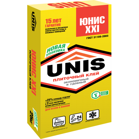 Клей плиточный UNIS XXI  5кг (6шт/144шт) жёлтый